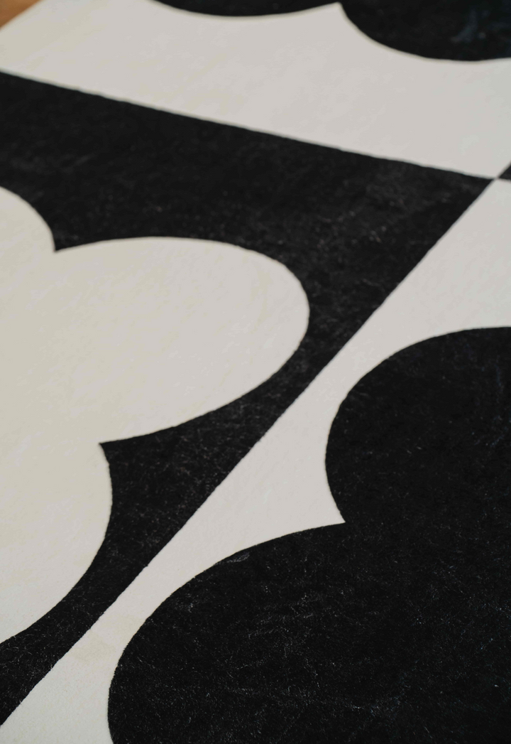 Closer Look at LanySpace Black and White Clover Rug