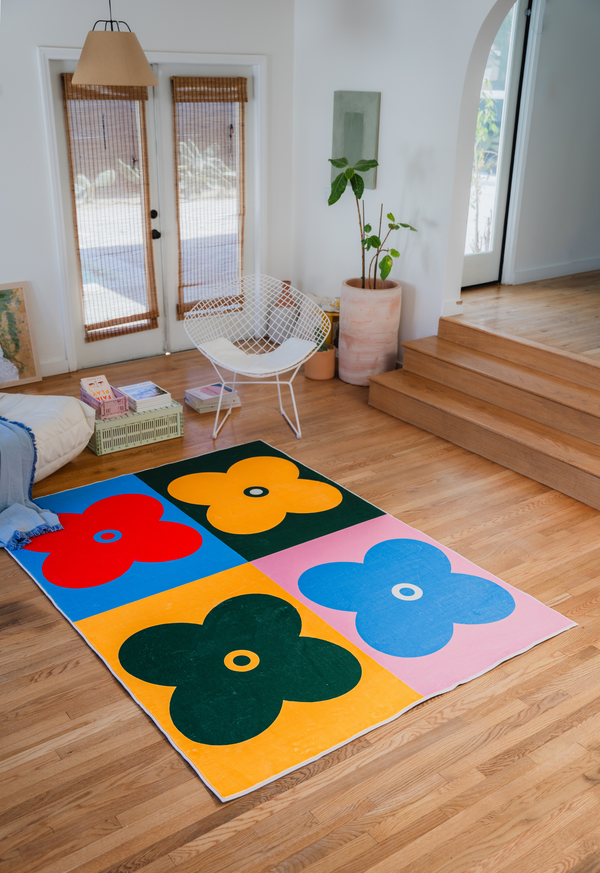 LanySpace Multicolor Four Leaf Clover Rug in 5x7