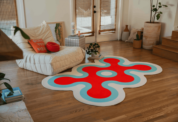 LanySpace Irregular Coral Design Rug in Pink for the living room