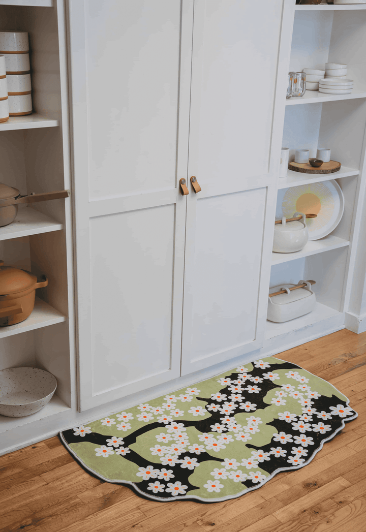 Irregular Daisy in Summer Rug beside the kitchen cabinet