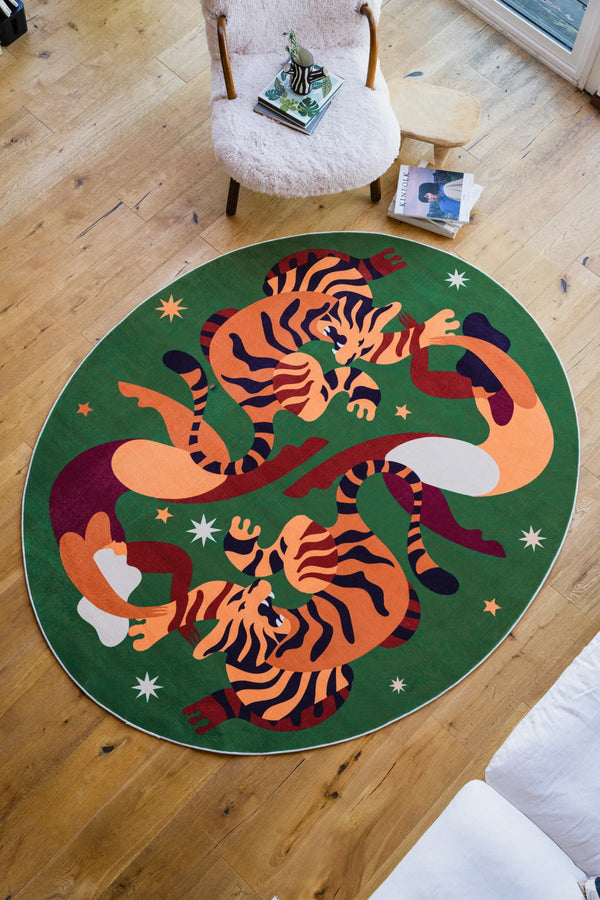 Maggie Stephenson Oval Wild Stars Green Rug