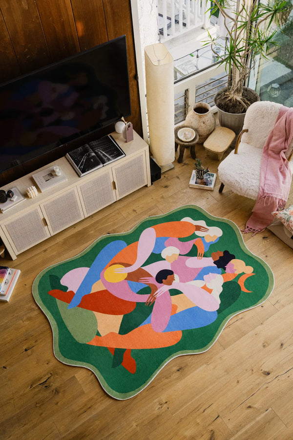 Maggie Stephenson Unique Shaped Harmonia Community Green Rug