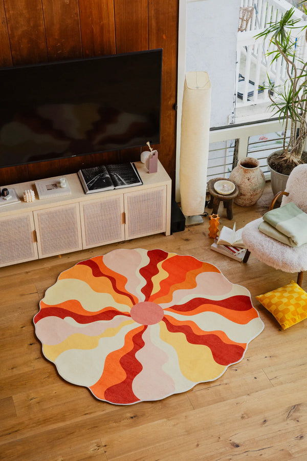 Maggie Stephenson Unique Shaped Sundial Orange Rug