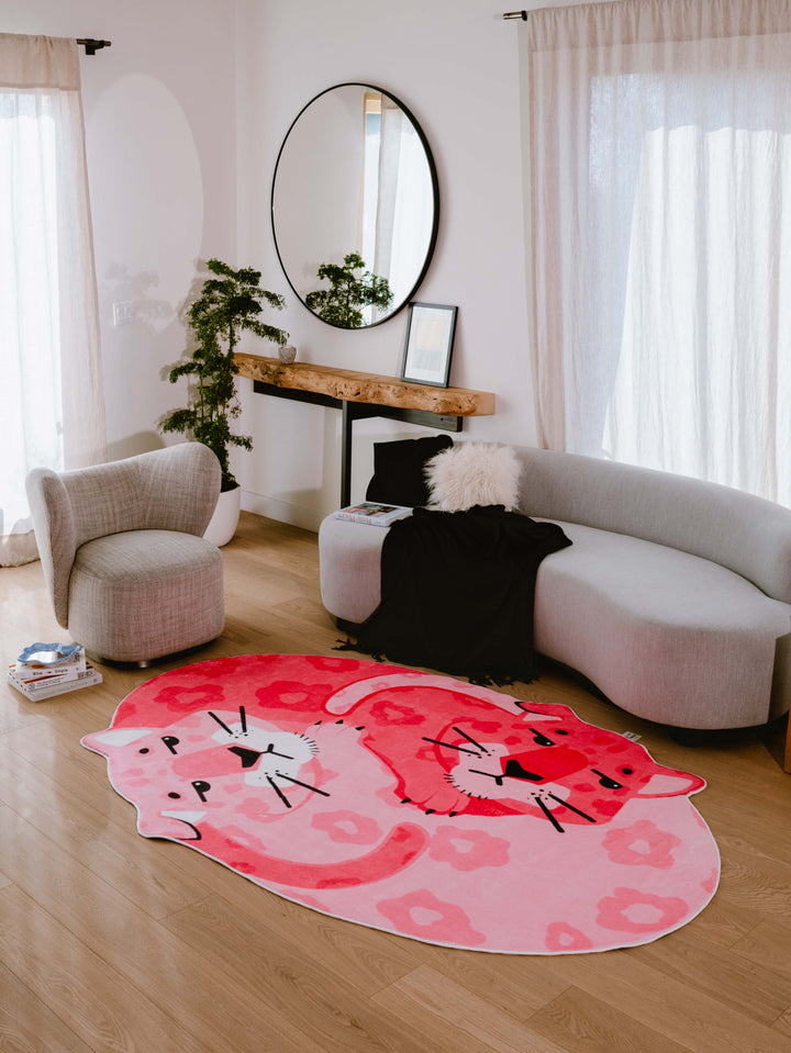 LanySpace Designer Irregular-Shaped Pink Panther Area Rug