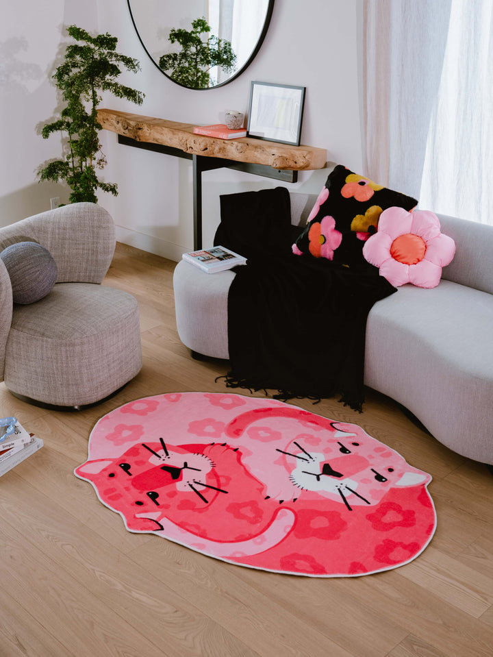 LanySpace Designer Irregular-Shaped Pink Panther Area Rug 3'x5'