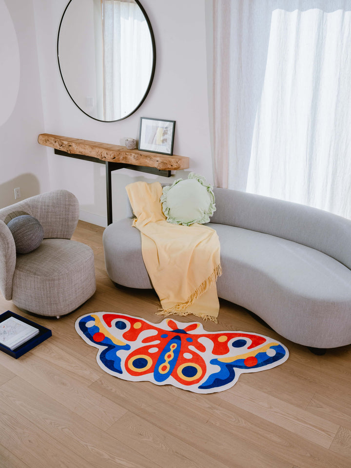 Modern Décor with LanySpace Irregular Butterfly Rug in Living Room