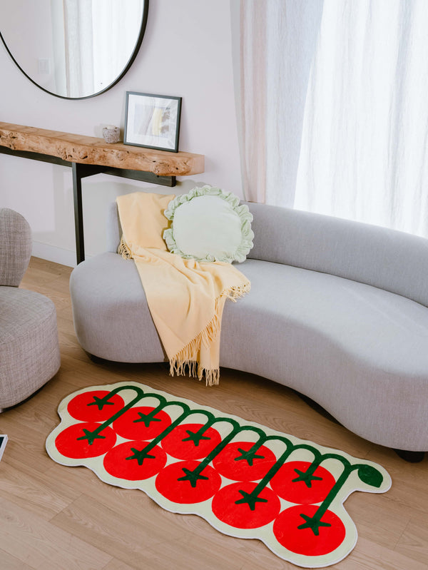 LanySpace Designer Irregular Tomato Runner Rug in Living Room