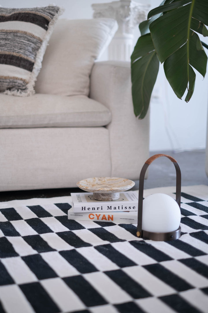 Cozy Place with Books on LanySpace Black & Beige Piano Keys Rug