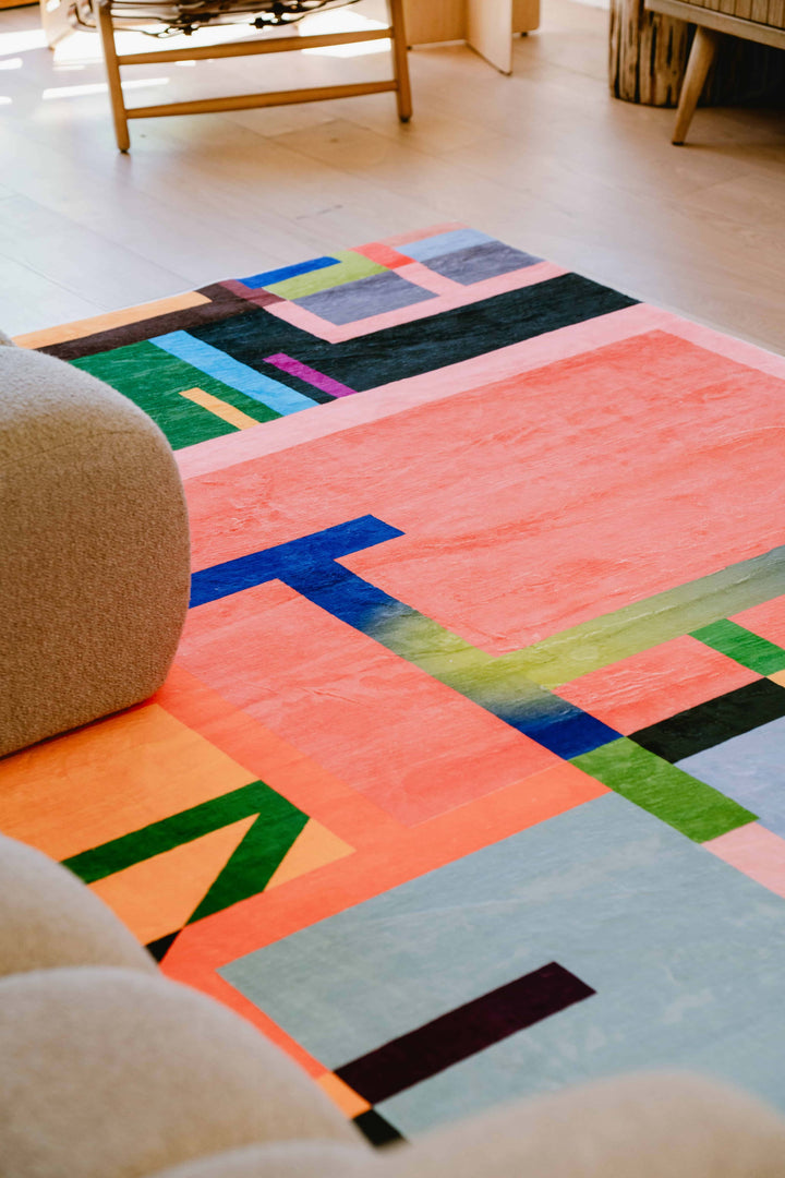 Cozy Corner with LanySpace Multicolored Block Abstract Rug 7'x10'