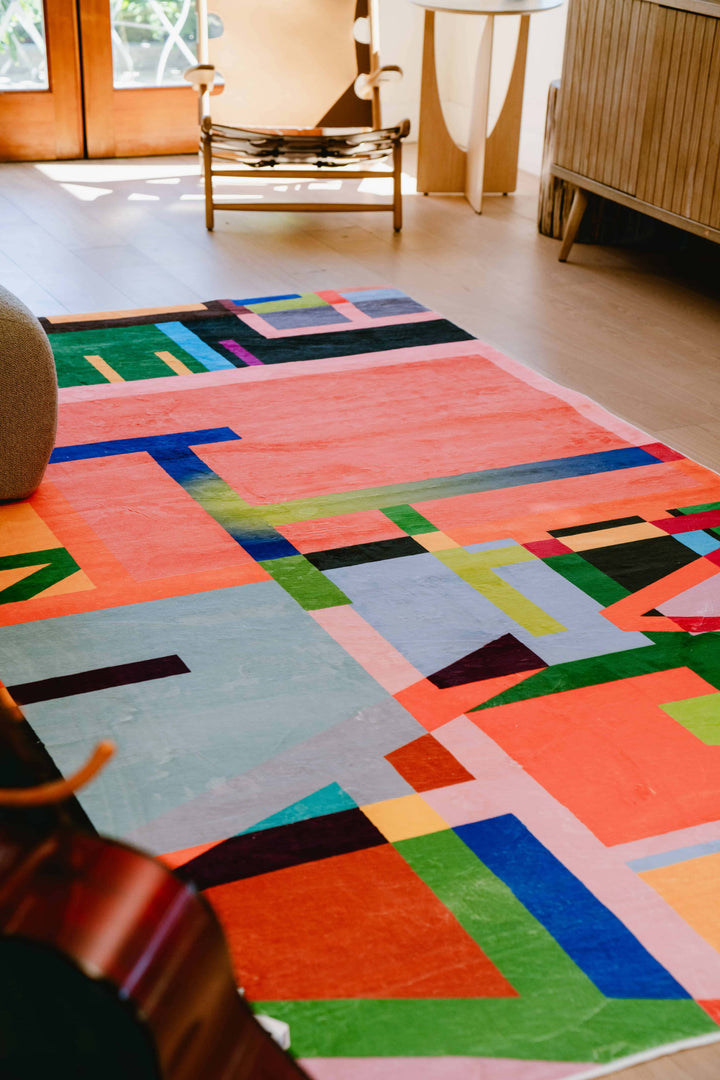 LanySpace Multicolored Block Abstract Rug (7'x10') for Living Room