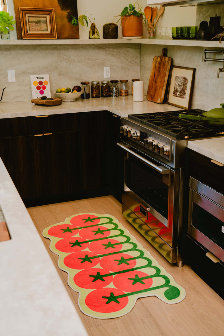 LanySpace Designer Irregular Tomato Runner by the Stove in Kitchen