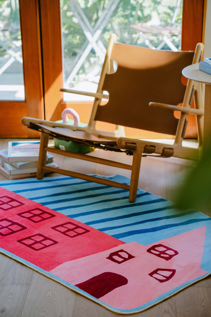 Cozy Reading on LanySpace Irregular Shaped Pink Tiny House Runner