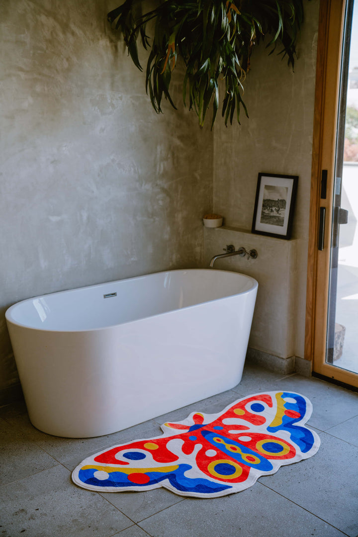 Cozy Bath Time with the LanySpace Designer Irregular Butterfly Rug