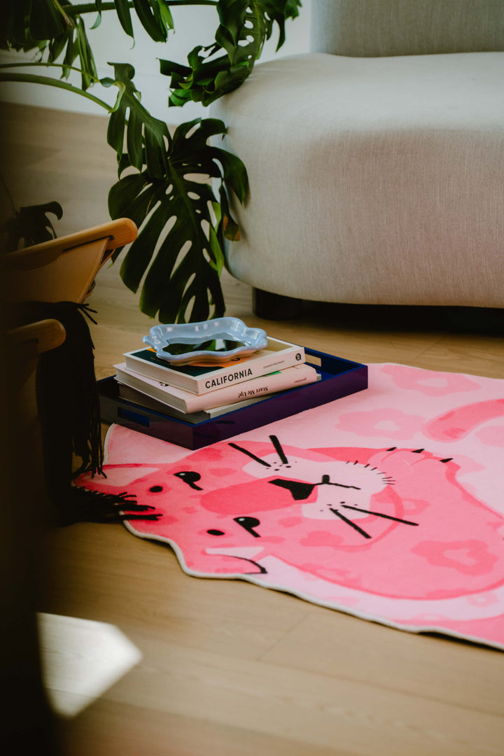 Cozy Corner with LanySpace Designer Pink Panther Area Rug