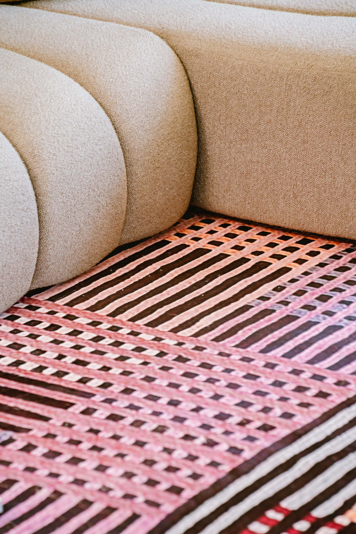 LanySpace Red Polka Dot and Stripe Pattern Rug under the Sofa