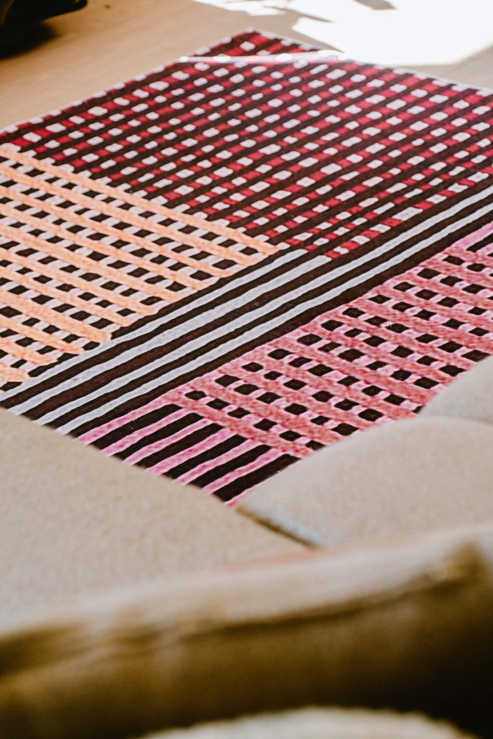 Fabric Details of LanySpace Red Polka Dot and Stripe Pattern Rug