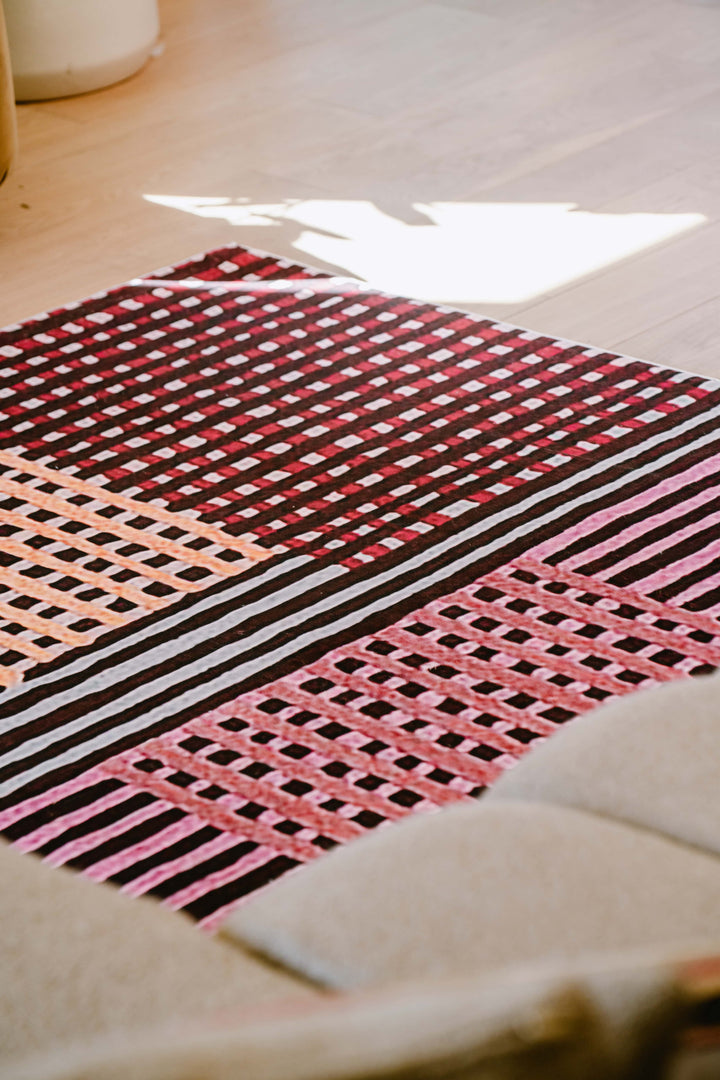 Fabric Details of LanySpace Red Polka Dot and Stripe Pattern Rug