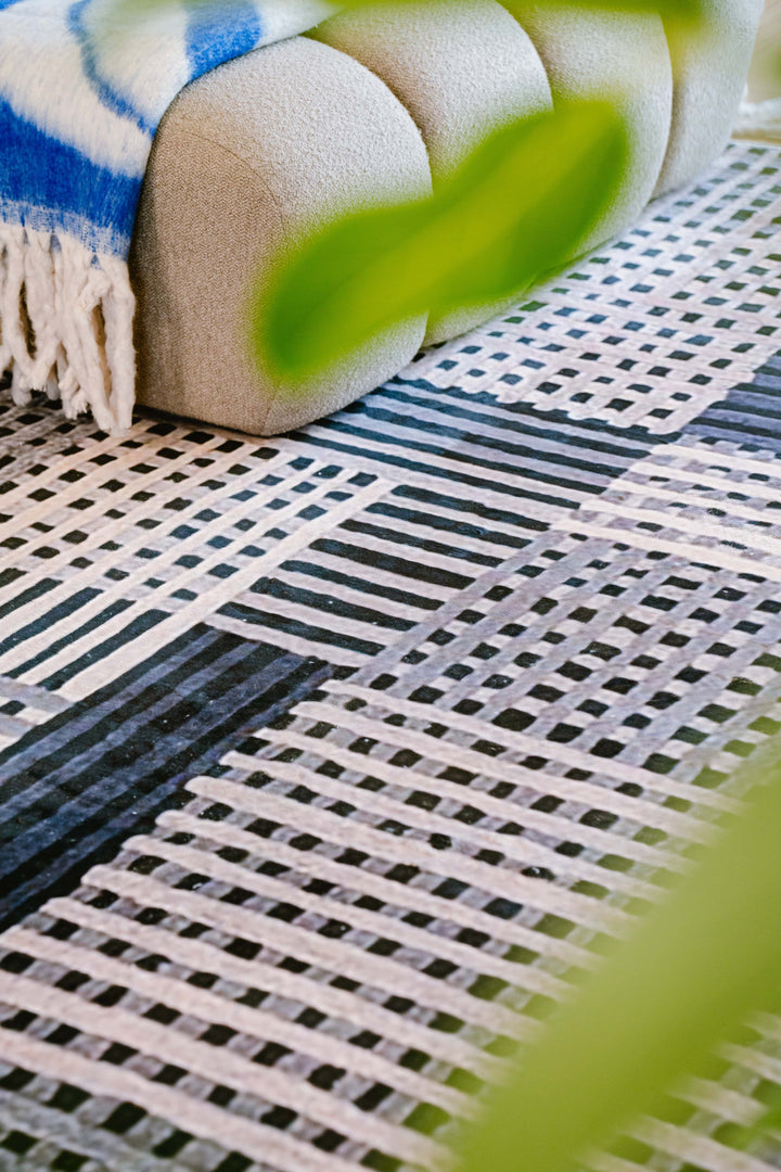 Closer Look at LanySpace Dark Polka Dot and Stripe Pattern Rug