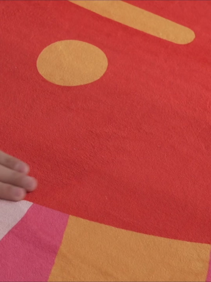 Lany Space x Jessica Miller Pink Smiley Sunburst Round Rug video