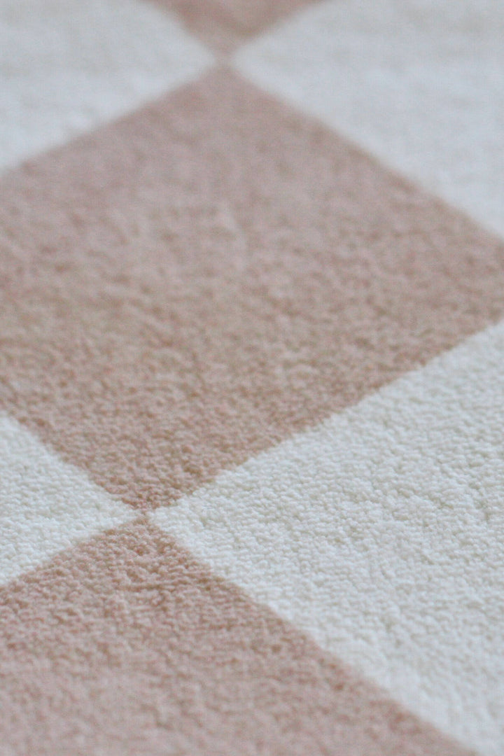 Fabric Details of LanySpace Beige & Cream Checkered Rug